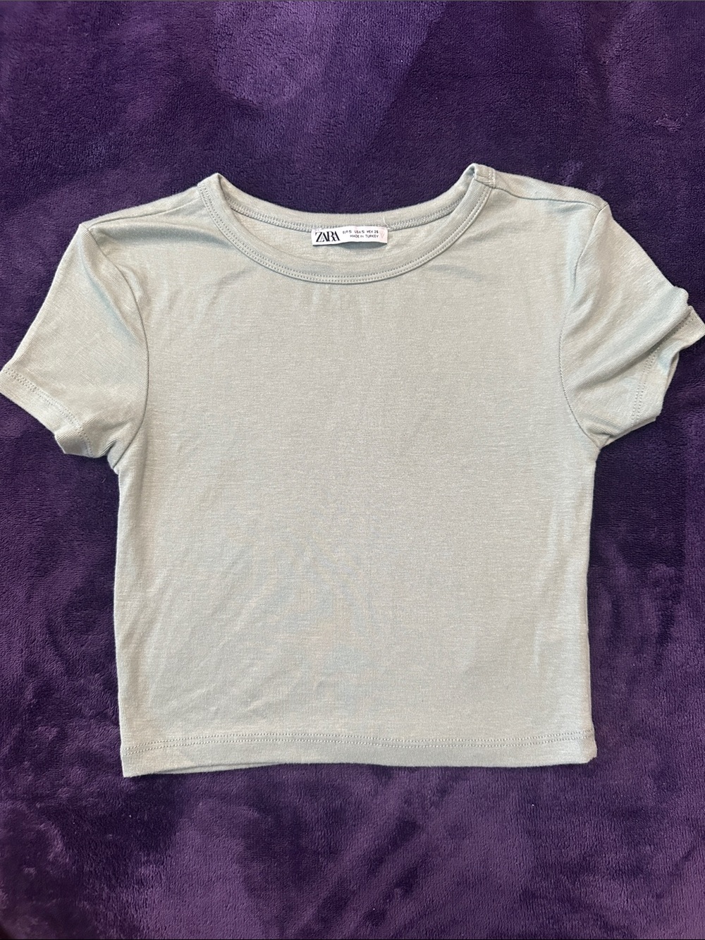 3/10 ZARA Light Mint Green Short Sleeve Crop Top